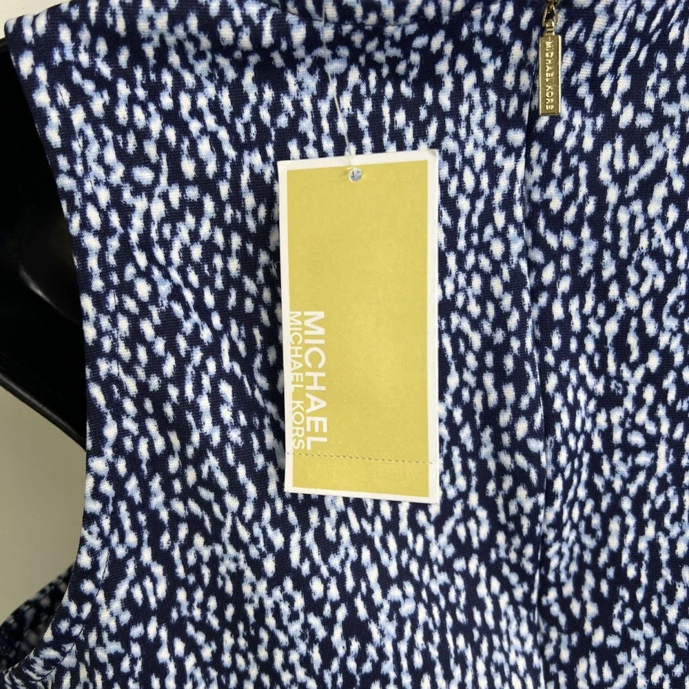 Michael Kors (MK)‎ Women's Printed Blue Tank Top Zipper Back Size Large~NWT
